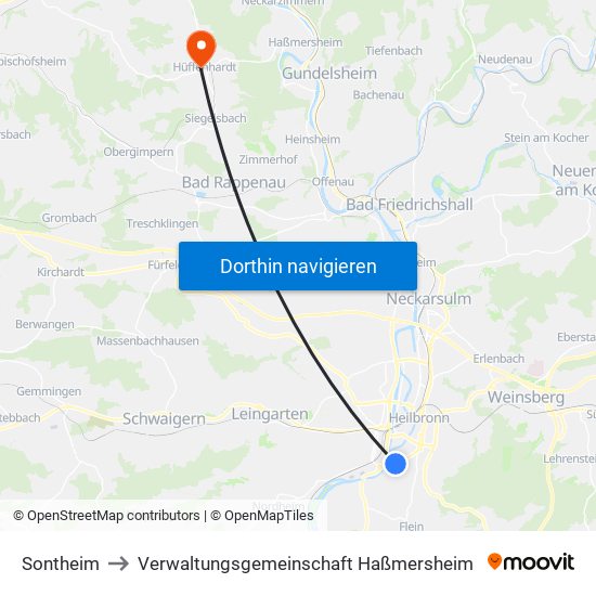 Sontheim to Verwaltungsgemeinschaft Haßmersheim map