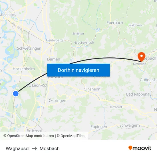 Waghäusel to Mosbach map