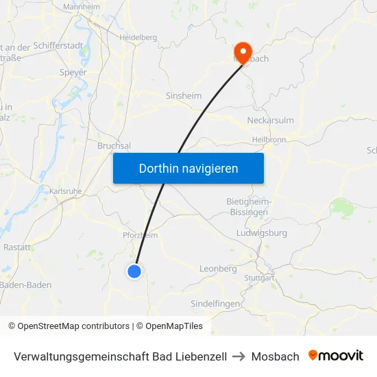 Verwaltungsgemeinschaft Bad Liebenzell to Mosbach map