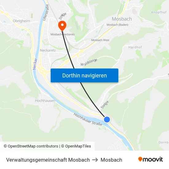 Verwaltungsgemeinschaft Mosbach to Mosbach map