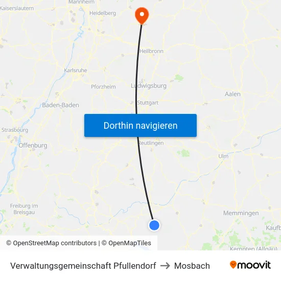 Verwaltungsgemeinschaft Pfullendorf to Mosbach map