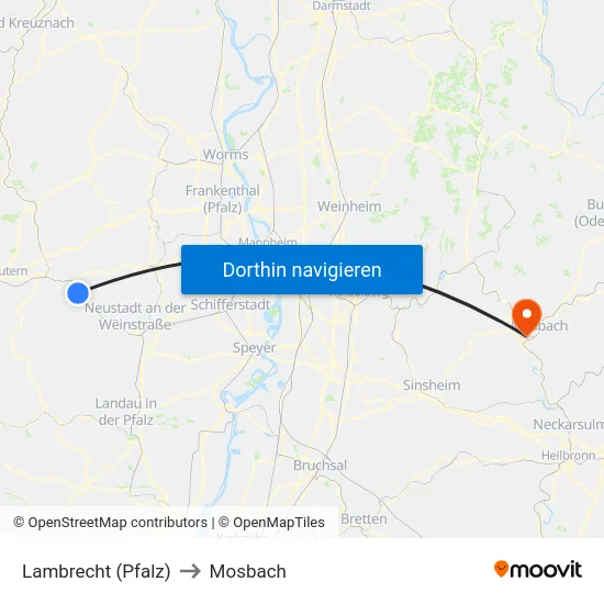 Lambrecht (Pfalz) to Mosbach map