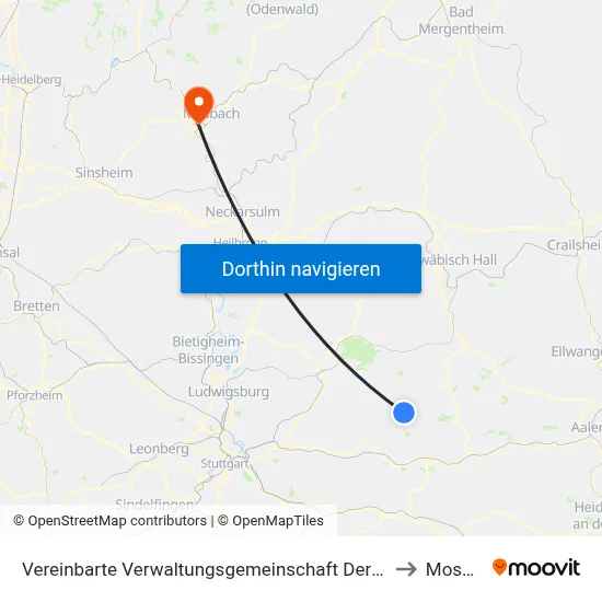 Vereinbarte Verwaltungsgemeinschaft Der Stadt Welzheim to Mosbach map
