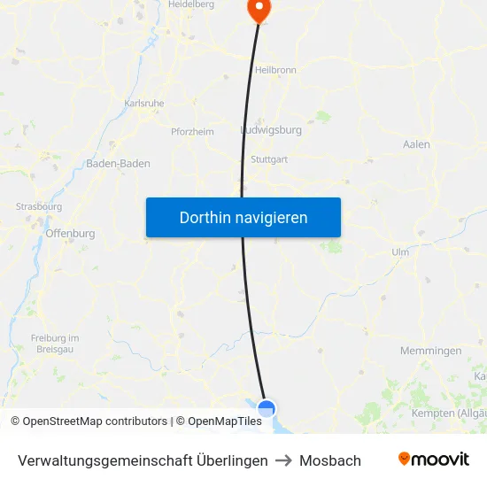 Verwaltungsgemeinschaft Überlingen to Mosbach map
