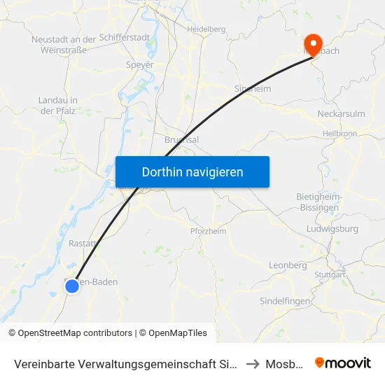 Vereinbarte Verwaltungsgemeinschaft Sinzheim to Mosbach map