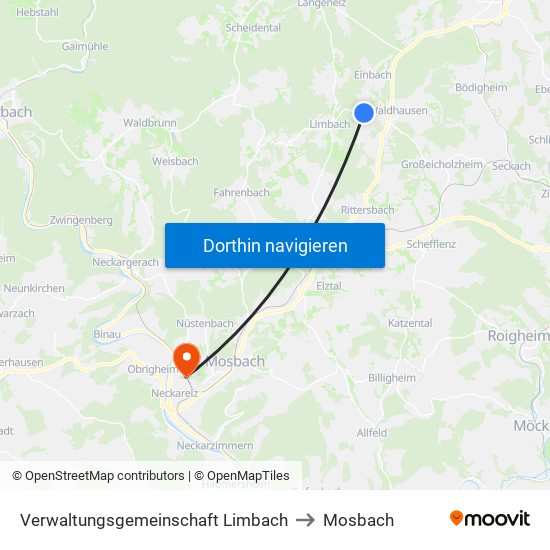 Verwaltungsgemeinschaft Limbach to Mosbach map