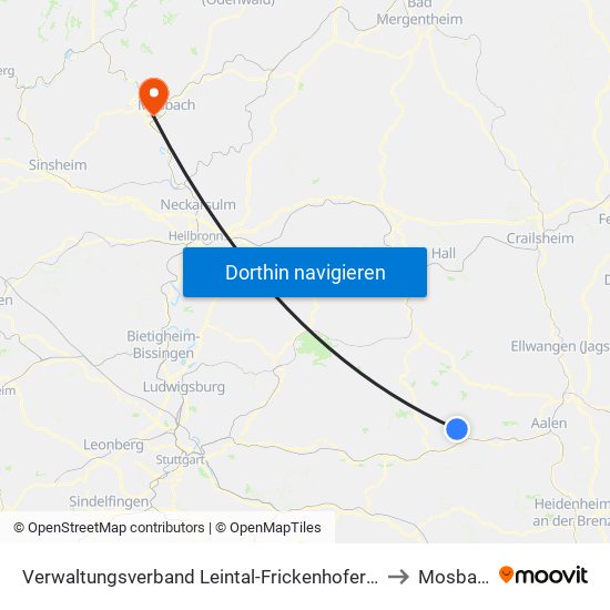 Verwaltungsverband Leintal-Frickenhofer Höhe to Mosbach map