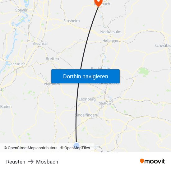 Reusten to Mosbach map