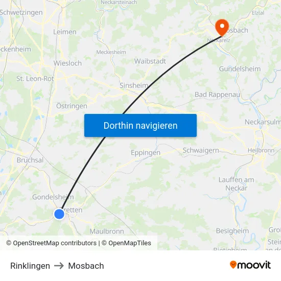 Rinklingen to Mosbach map