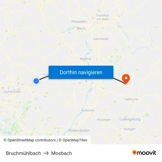 Bruchmühlbach to Mosbach map