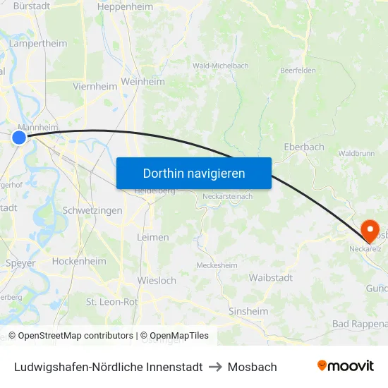 Ludwigshafen-Nördliche Innenstadt to Mosbach map