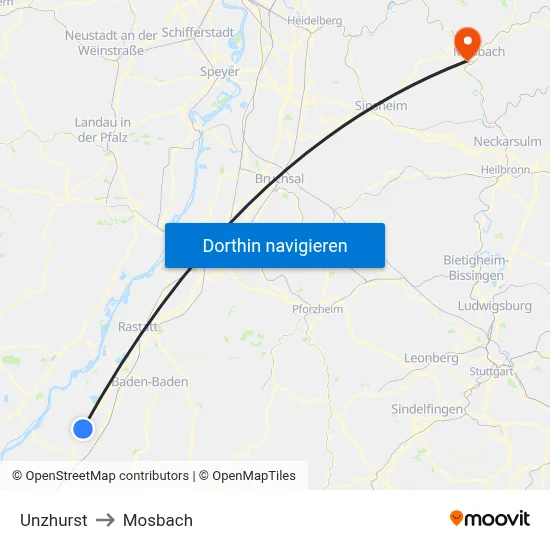 Unzhurst to Mosbach map