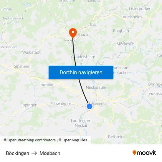Böckingen to Mosbach map