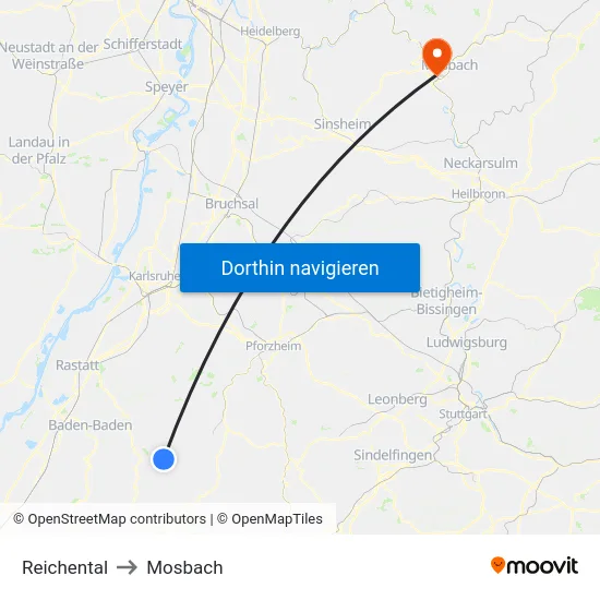 Reichental to Mosbach map
