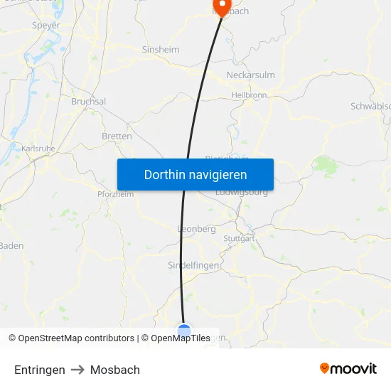 Entringen to Mosbach map