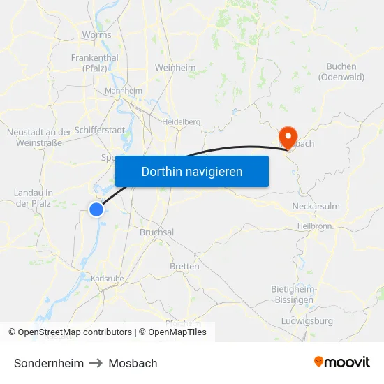 Sondernheim to Mosbach map