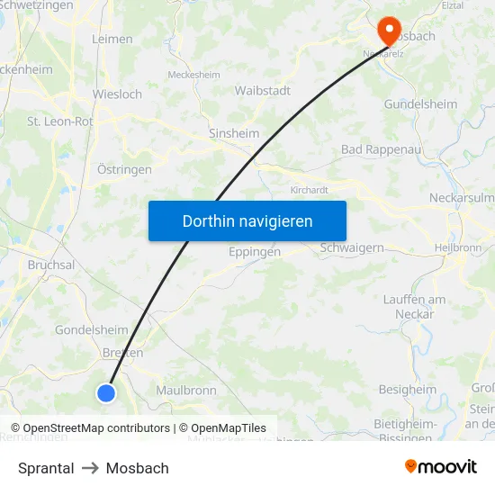 Sprantal to Mosbach map