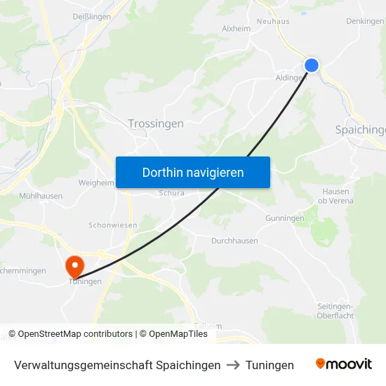 Verwaltungsgemeinschaft Spaichingen to Tuningen map