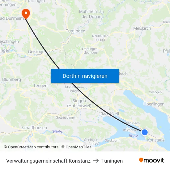 Verwaltungsgemeinschaft Konstanz to Tuningen map