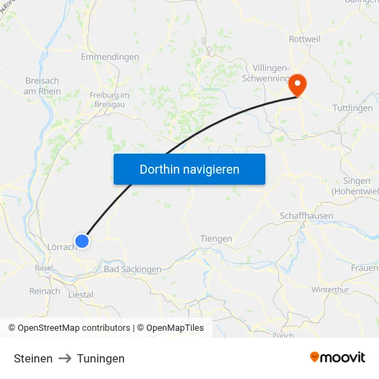Steinen to Tuningen map