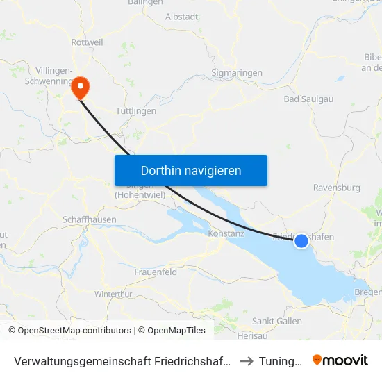 Verwaltungsgemeinschaft Friedrichshafen to Tuningen map