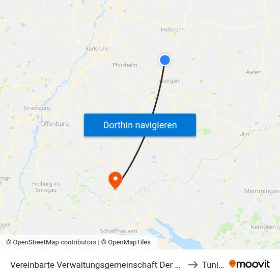 Vereinbarte Verwaltungsgemeinschaft Der Stadt Bietigheim-Bissingen to Tuningen map