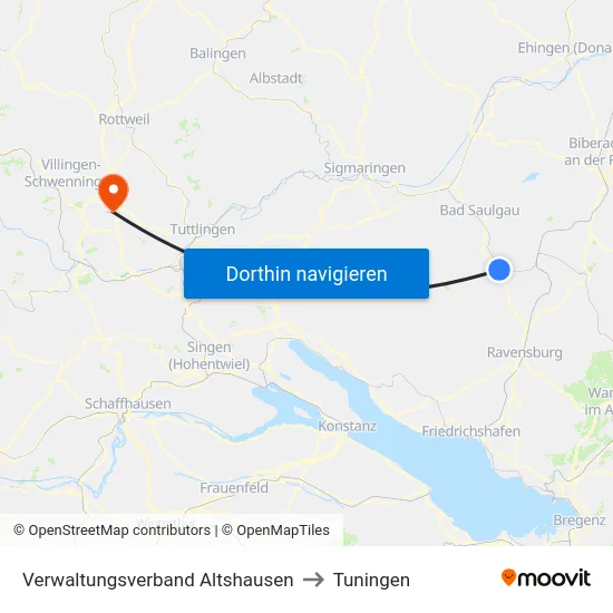 Verwaltungsverband Altshausen to Tuningen map