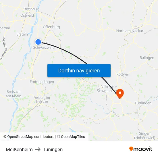 Meißenheim to Tuningen map