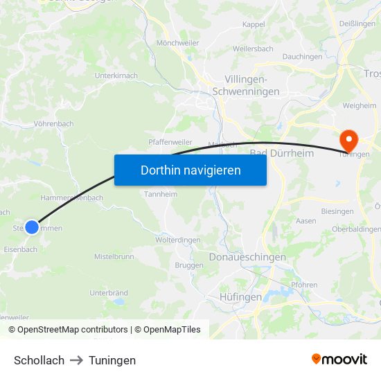 Schollach to Tuningen map