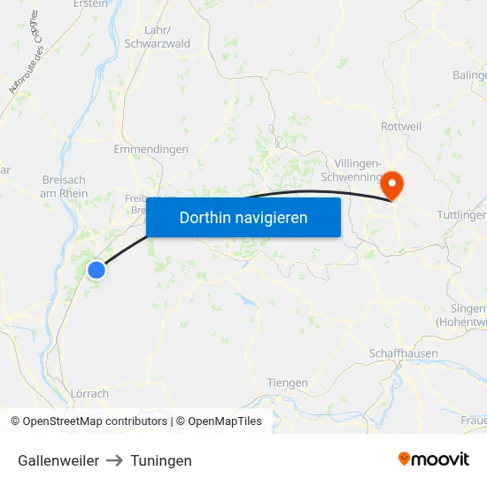 Gallenweiler to Tuningen map