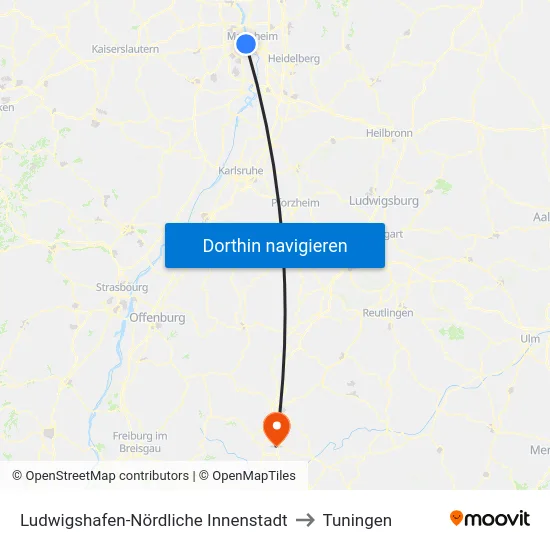 Ludwigshafen-Nördliche Innenstadt to Tuningen map