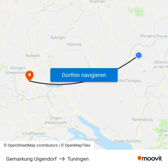 Gemarkung Uigendorf to Tuningen map
