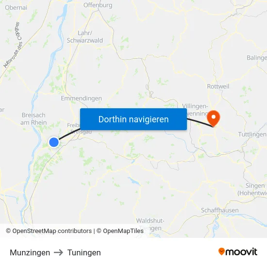 Munzingen to Tuningen map