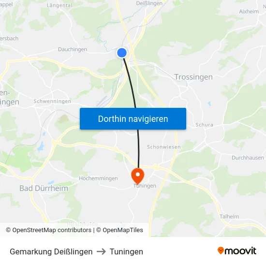 Gemarkung Deißlingen to Tuningen map