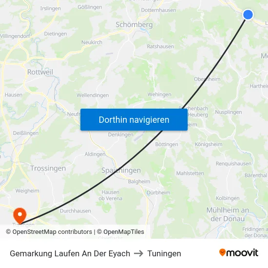 Gemarkung Laufen An Der Eyach to Tuningen map