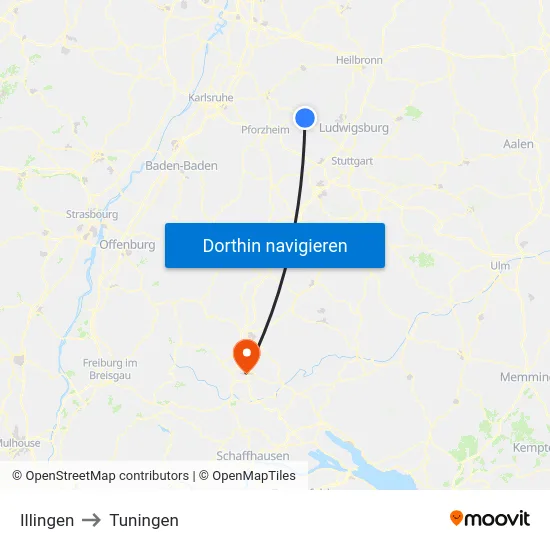 Illingen to Tuningen map