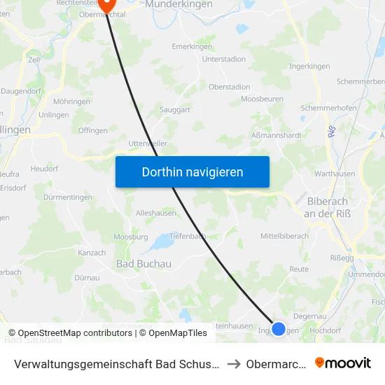 Verwaltungsgemeinschaft Bad Schussenried to Obermarchtal map