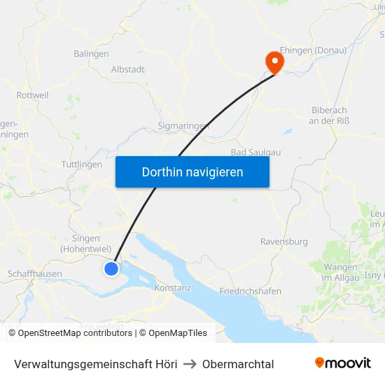 Verwaltungsgemeinschaft Höri to Obermarchtal map