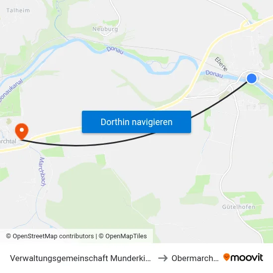 Verwaltungsgemeinschaft Munderkingen to Obermarchtal map