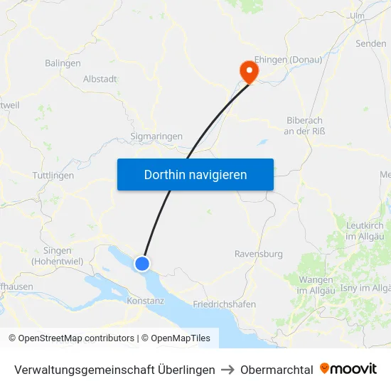 Verwaltungsgemeinschaft Überlingen to Obermarchtal map