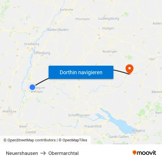 Neuershausen to Obermarchtal map