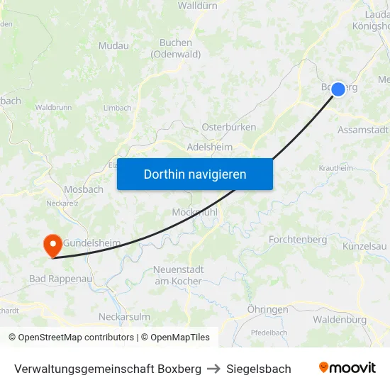 Verwaltungsgemeinschaft Boxberg to Siegelsbach map