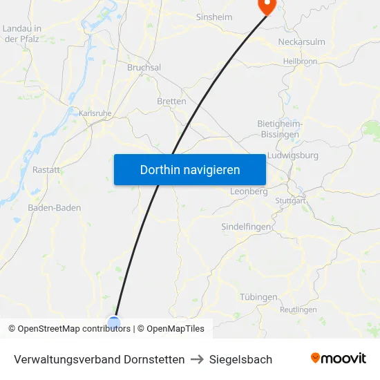 Verwaltungsverband Dornstetten to Siegelsbach map