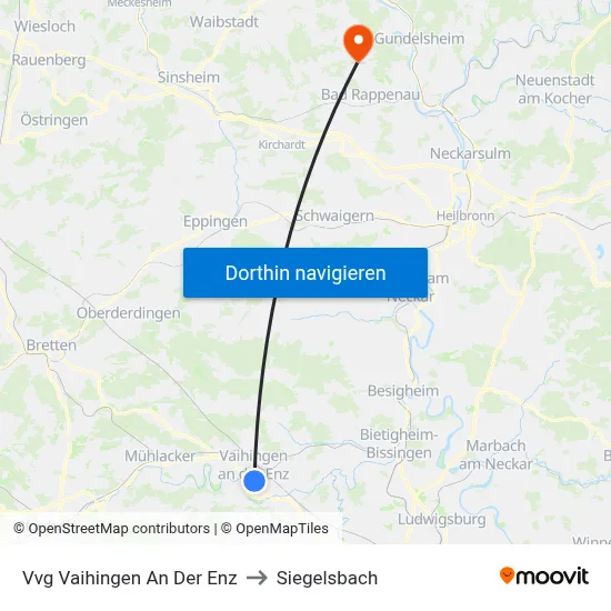Vvg Vaihingen An Der Enz to Siegelsbach map
