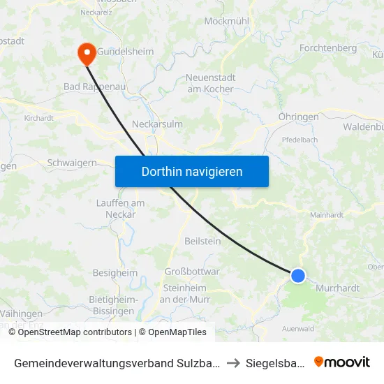 Gemeindeverwaltungsverband Sulzbach to Siegelsbach map