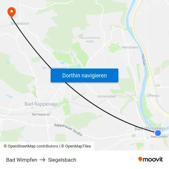 Bad Wimpfen to Siegelsbach map