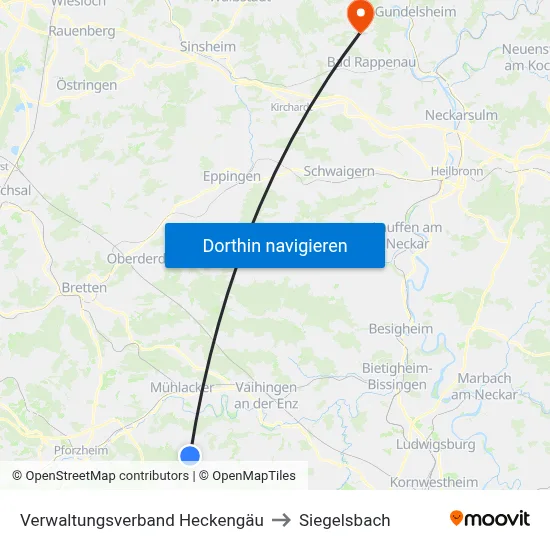 Verwaltungsverband Heckengäu to Siegelsbach map