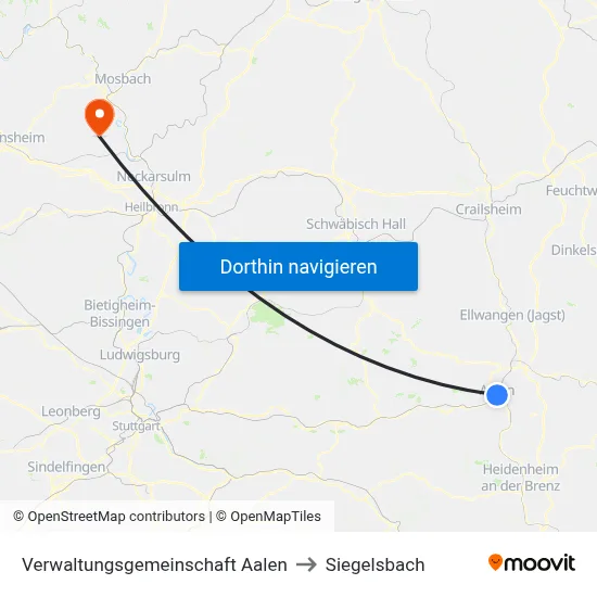Verwaltungsgemeinschaft Aalen to Siegelsbach map