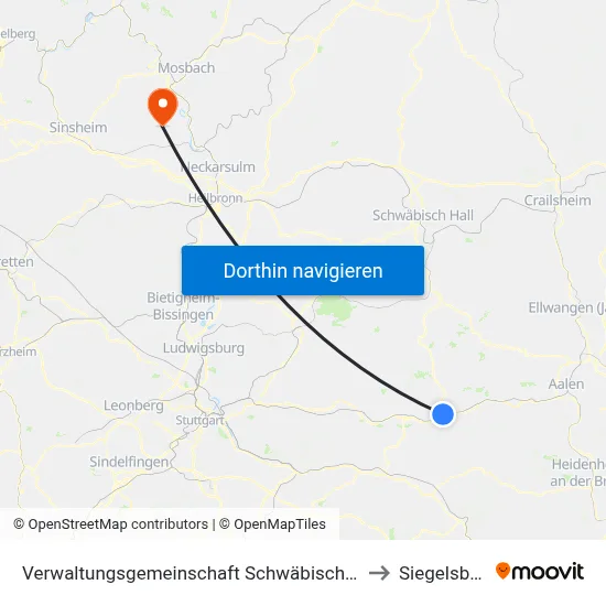 Verwaltungsgemeinschaft Schwäbisch Gmünd to Siegelsbach map