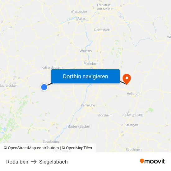 Rodalben to Siegelsbach map